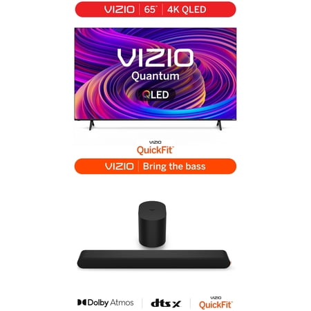 VIZIO 65” Quantum 4K QLED Smart TV and VIZIO 2.1 Soundbar SE with Dolby Atmos