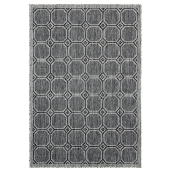 Designer Home Brooklyn Indoor/Outdoor Area Rug 3900 10670 Balos Black 5' 2" x 7' 6" Rectangle