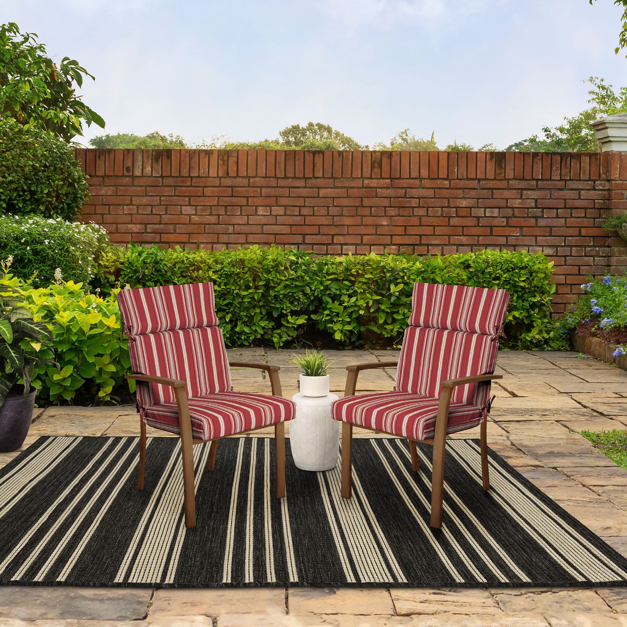 Better Homes & Gardens 44" L x 21" W Red Stripe 1 Piece Rectangle Outdoor Chair Cushion