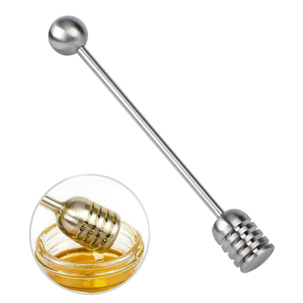 Honey Dipper Sticks Honey Spoon 304 Stainless Steel Honey and Syrup Dipper Stick Server Spoon Stirrer Straight Handle Bar for Syrup Honey Honey Pot Jar Dispense 16 x 2 x 3cm 