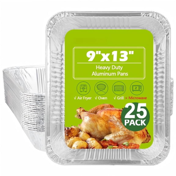 JESIN 13 in x 9 in Disposable Aluminum Roasting Pans, Set of 25