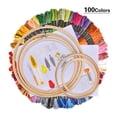 thumbnail image 1 of Kit De Inicio De Bordado De Rusia Diy, Accesorios De Costura, Hilos De 100 Colores, 5 Círculos De Bambú, Herramientas De Punto De Cruz Speravity HA018125-00, 1 of 6