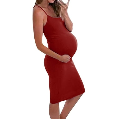 

Women Solid Color High Waist Stretchy Bodycon Maternity Dress Pencil Skirt Skirt Over The Belly Swing Dress Mama Sundress Casual Fashion Summer Clothing