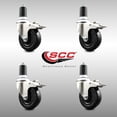 thumbnail image 2 of 4 Inch 316SS Hard Rubber Wheel Swivel 1-1/2 Inch Stem Caster Set Lock Brake SCC, 2 of 2