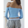 thumbnail image 4 of Luethbiezx Cold Shoulder Cropped Tops for Women with Ribbed Long Sleeves, 4 of 5