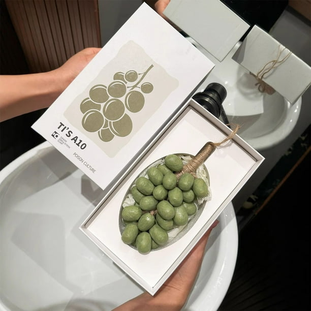 Jabón Artesanal con Forma de Racimos de Uvas de Imitación de Green Tee. Ideal para Regalar. Lava Tu Rostro. Adornos de Baño. Uvas de Jabón.