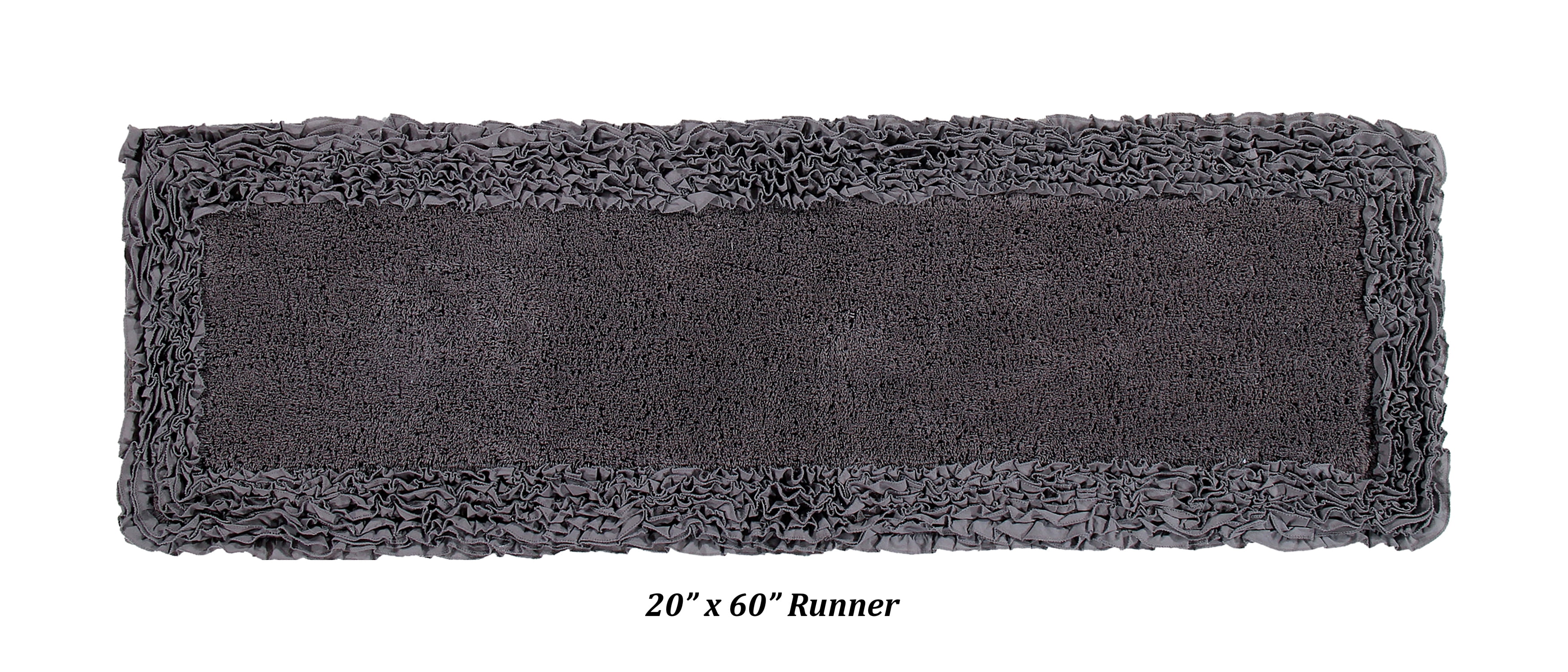 Better Trends Shaggy Border 100% Cotton 20" x 60" Bath Mat Rug - Gray