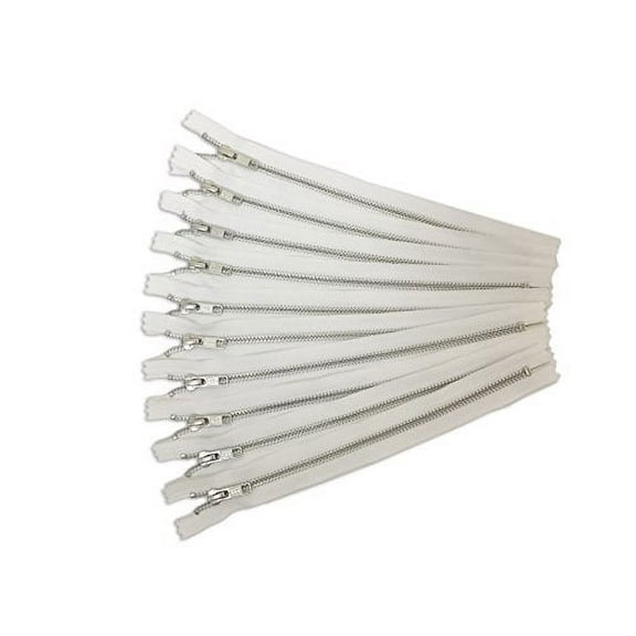 White Silver Zippers - YKK Zippers for Bags No.5-10 Pieces of 10 inch Zippers