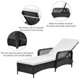 thumbnail image 3 of Outdoor patio pool PE rattan wicker chair wicker sun lounger, Adjustable backrest, beige cushion, Black wiker (1 set), 3 of 3