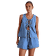thumbnail image 3 of Conjunto de Dos Piezas de Mezclilla con Lazo Frontal para Mujer, Sin Mangas, Escote en V Profundo, Chaleco, Pantalones Cortos de Cintura Elástica Azul L, 3 of 9