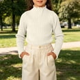 thumbnail image 6 of Girls' Mock Neck Ruffle Trim Ribbed Knit Top Long Sleeve Slim Fit Stretchy Warm Sweater for School Matching 0-12 Years Beige a 0-3 Years, 6 of 6