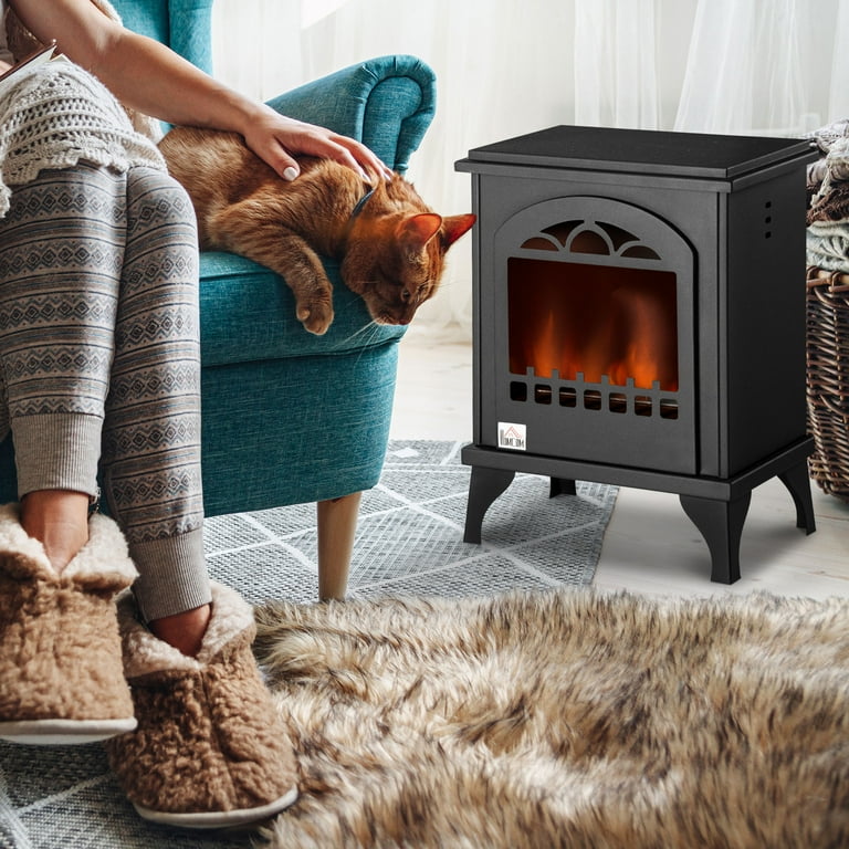 HOMCOM Ethanol Fireplace, 9.75 Freestanding Stove Heater 0.4 Gal Max 470  Sq. Ft., Burns up to 3 Hours, Black - Walmart.com