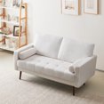thumbnail image 4 of Vonanda 56" Loveseat Small Couch, Mid-Century 2 Seater Sofa Velvet Boucle Couch with Hand-Stitched Comfort Cushion and Bolster Pillows for Living Room, Loveseat Boucle White, 4 of 8