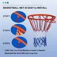 thumbnail image 5 of Nvzi Red de baloncesto de repuesto: cuerda plana trenzada de poliéster, resistente,antilatigazos, redes gruesas que se adaptan a aros estándar de 12 bucles (azul blanco y rojo), 5 of 5