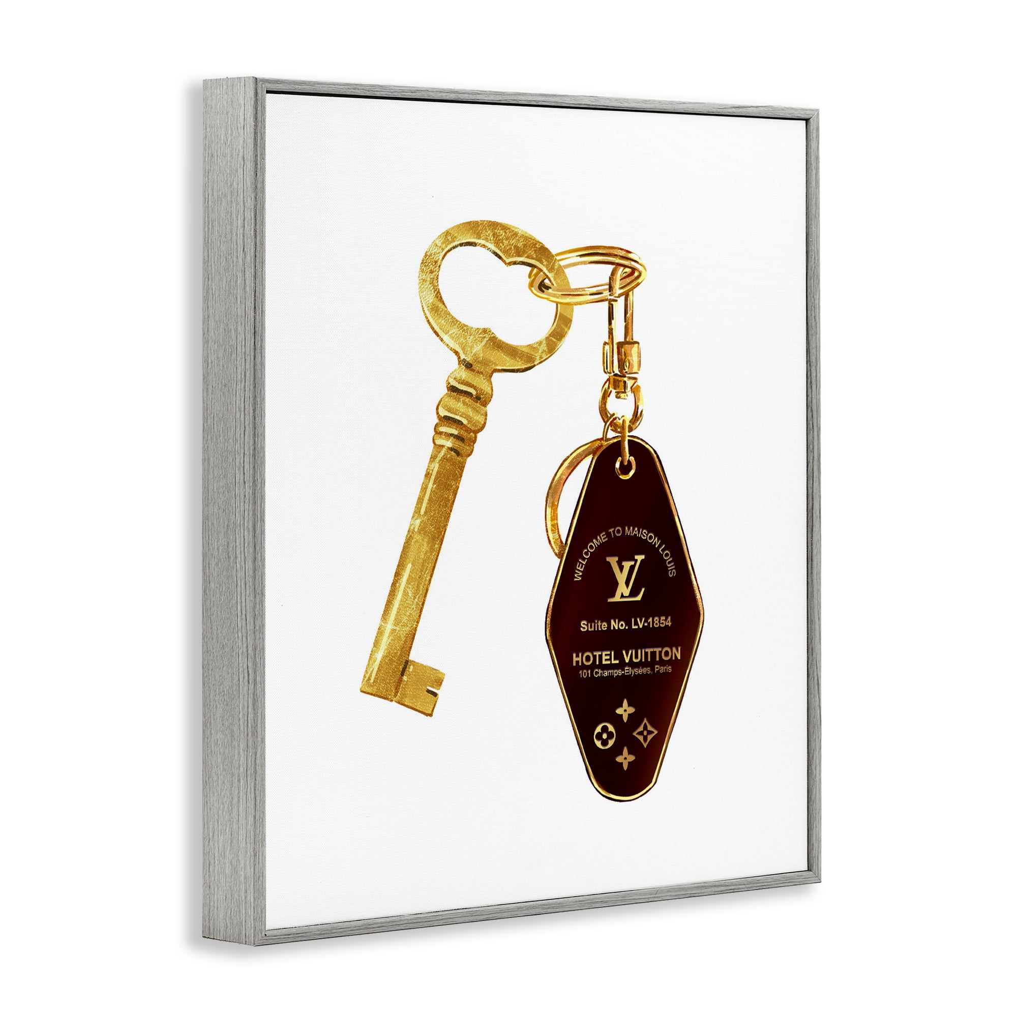 Glam Gold Key Fashion Gray Framed Giclee Art, design by Ziwei Li