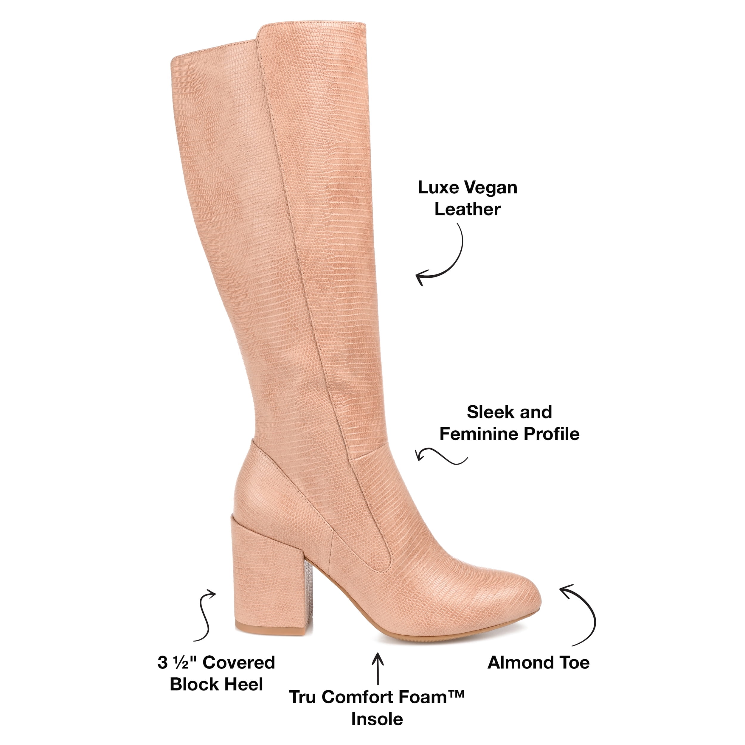 Journee Womens Tavia Extra Wide Calf Block Heel Knee High Boots