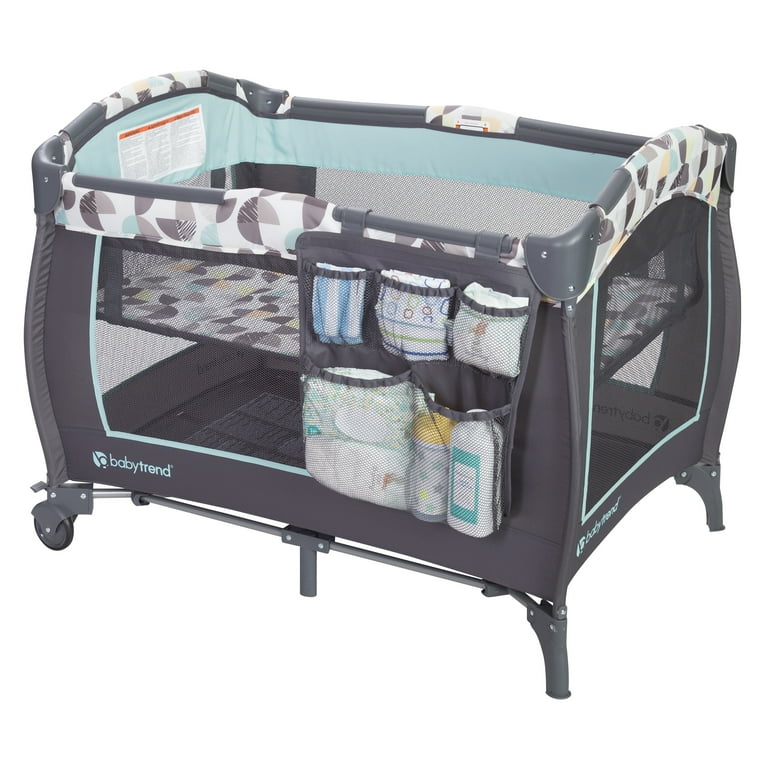 Baby Trend Trend E Nursery Center Playpen Play Yard with Bassinet Travel Bag Doodle Dots Blue Walmart