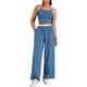 thumbnail image 2 of Conjuntos de chándal para mujer ATHLECHIC, camisetas de tirantes tipo crop, pantalones rectos L en gris y azul, 2 of 5