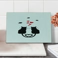 thumbnail image 2 of Love Cutting Board, Cats Romance Heart Shaped Tails Birds Animal Silhouettes Valentines Theme, Decorative Tempered Glass Cutting and Serving Board, Small Size, Red Black White, by Ambesonne, 2 of 5
