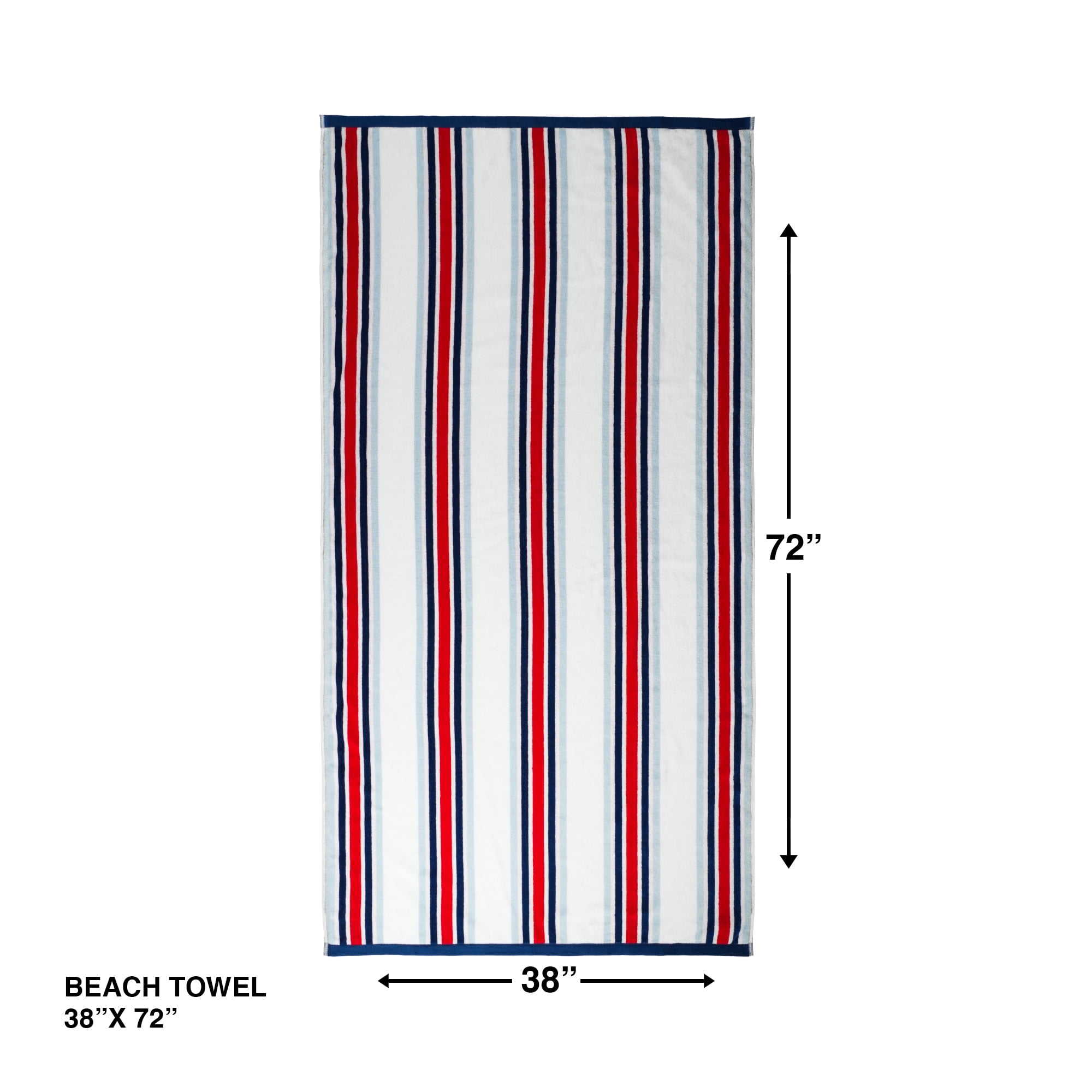 Better Homes & Gardens Oversized Cotton Blend Cabana Beach Towel, 72" x 38", Red