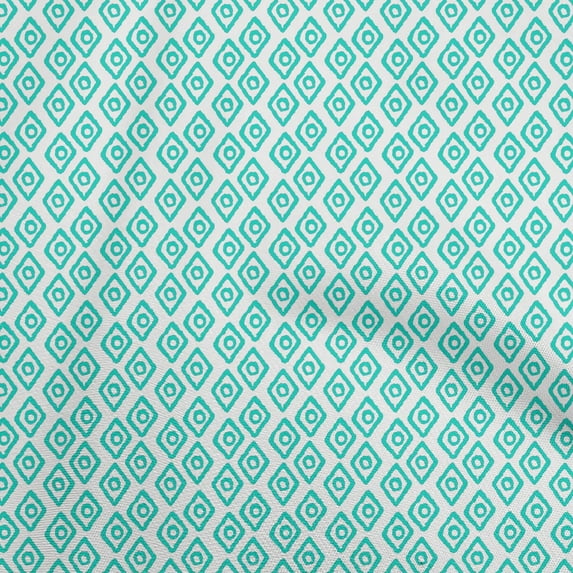 oneOone Cotton Silk Turquoise Green Fabric Block Sewing Craft Projects Fabric Prints By Yard 42 Inch Wide-NC