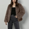 thumbnail image 5 of Stichou Womens 2025 Winter Coats Fluffy Cropped Faux Fur Jacket Long Sleeve Open Front Shaggy Outerwear Trendy Clothes Coffee 2XL, 5 of 9