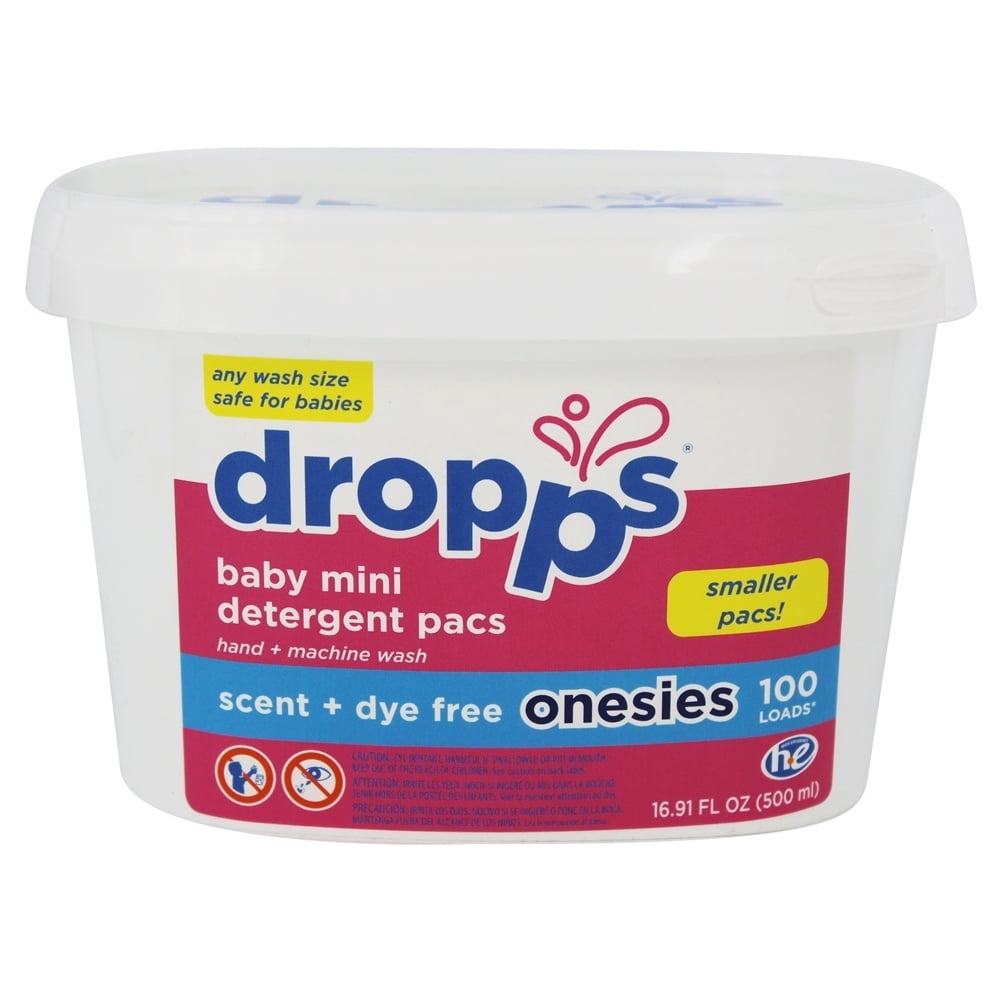 Dropps Onesies Scent + Dye Free Baby Mini Laundry Detergent Pacs, 100 ...