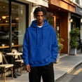 thumbnail image 5 of Delconic Men's Fleece Pullover Hoodie Loose Fit Ultra Soft Hooded Sweatshirt With Pockets Royal Blue S, 5 of 6