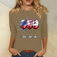 thumbnail image 2 of GERsome Womens 4th of July Tops Crewneck 3/4 Sleeve T Shirts American Flag Graphic Shirts Loose Fit USA Veteran Summer Tees S-2XL, 2 of 4
