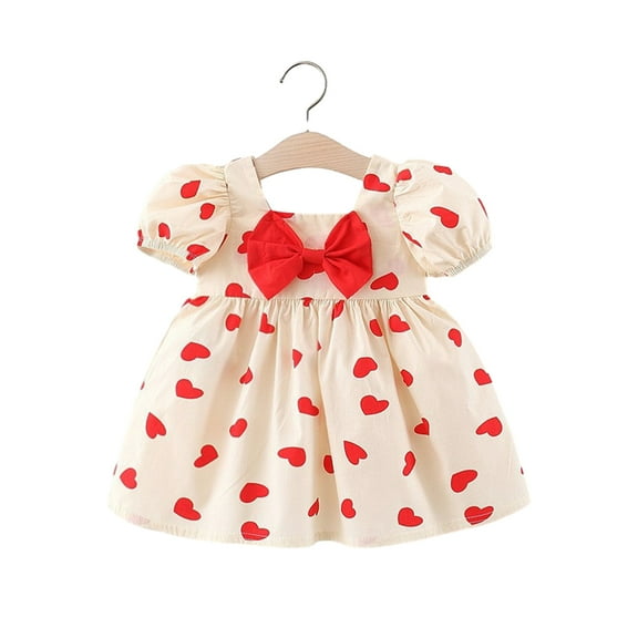 LYMAYTER Girls Infant Princess Dresses Summer Short Sleeve Tutu Skirt Baby Cute Bowknot Dress for 6 Months - 3 Years