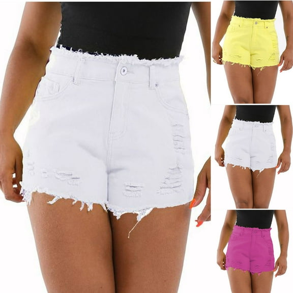 POROPL Jean Shorts for Women Denim Fashion Stretch Ripped Casual Shorts Bottom Short