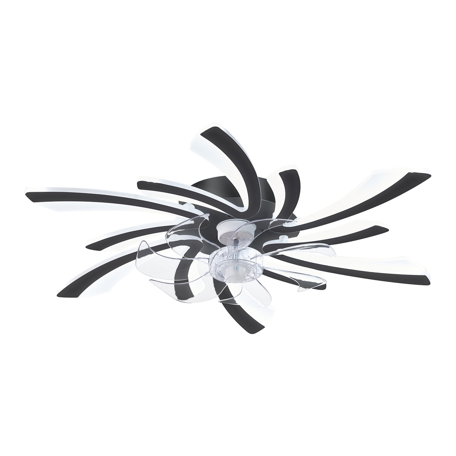 30.7" Black Ceiling Fan with Light, Remote Control 3-Color Temperature & 6-Speed Flush Mount Fan (30.7"L x 30.7"W x 5.9"H)