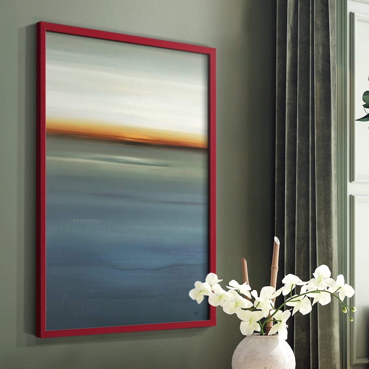 Beside the Blue I Framed Print in Red Solid Wood Framed Print No Nail Hanging