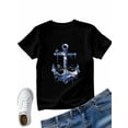 thumbnail image 4 of Women's T-Shirt Anchor Nautical Waves Short Sleeve Casual Tee Classic Crew Neck T Shirt for Women Black, 4XL, 4 of 7