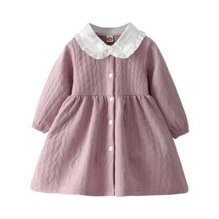 

KIMI BEAR Newborn Baby Girls Dress 3 Months Newborn Girls Spring Dress 6 Months Newborn Girls Sweet Doll Collar Plaid Long Sleeve Dress Pink