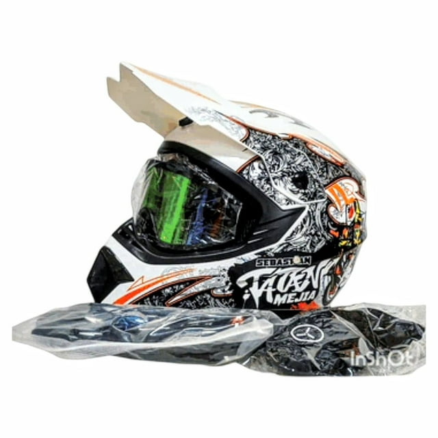 Casco Protector para Motocross Modelo: SVIII/OBB09 + Guantes/Goggles/Balaclava