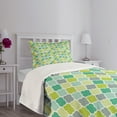 thumbnail image 5 of Ambesonne Teal Quilted Bedspread Set 2 Pcs, Vibrant Trellis Quatrefoil, Twin Size, Multicolor, 5 of 6
