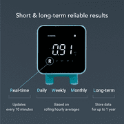 Ecosense EcoBlu EB100 Digital Radon Detector, Fast & Accurate, Short-Term & Long-Term Monitoring, Full-Size LED Screen (Blue)