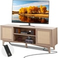 thumbnail image 1 of VEVOR Meuble TV en Rotin pour TV Boho 75 Pouces avec Douille Intégrée Chêne, 1 of 9