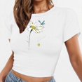 thumbnail image 4 of Busydd T Shirts for Women Casual Short Sleeve Summer Tops for Women Trendy Round Neck Crop Tops for Women Comfy Cotton Graphic Tees XL, 4 of 6