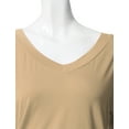 thumbnail image 3 of Thanth Womens Dolman Sleeves V-Neck Solid Shirring Drape Basic Tunic Top, 3 of 4