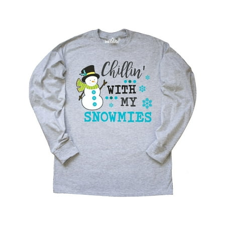 Chillin Snowman - Chillin with my Snowmies with Snowman Clip Art Long Sleeve T-Shirt
