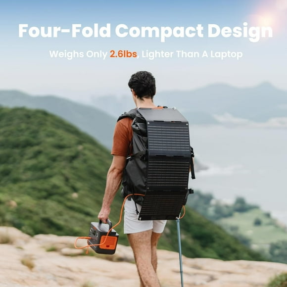 Jackery SolarSaga 40W Mini Solar Panel Portable Solar Panels with USB-C & USB-A Ports Book-Sized Foldable Solar Charger for Phones Compatible with Jackery E300Plus IP68 Waterproof for Hiking&Camping