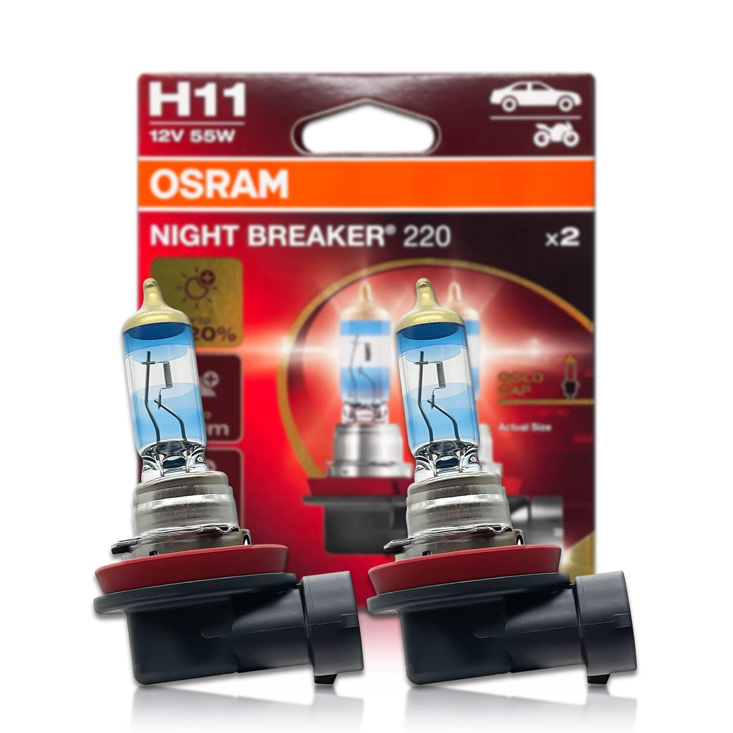 H11: Osram 64211NL-2HB Night Breaker Laser Halogen Bulbs | Eco