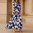 thumbnail image 2 of WTOBBY Women's Fashion Floral Print 3/4 Sleeve Loose Casual Dress, Comfortable Flowy Midi Sundress with Feminine Silhouette for Daily Wear,Navy XL, 2 of 4