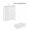 White Dresser, 5 Drawer Dresser for Bedroom, Modern Tall Nightstand