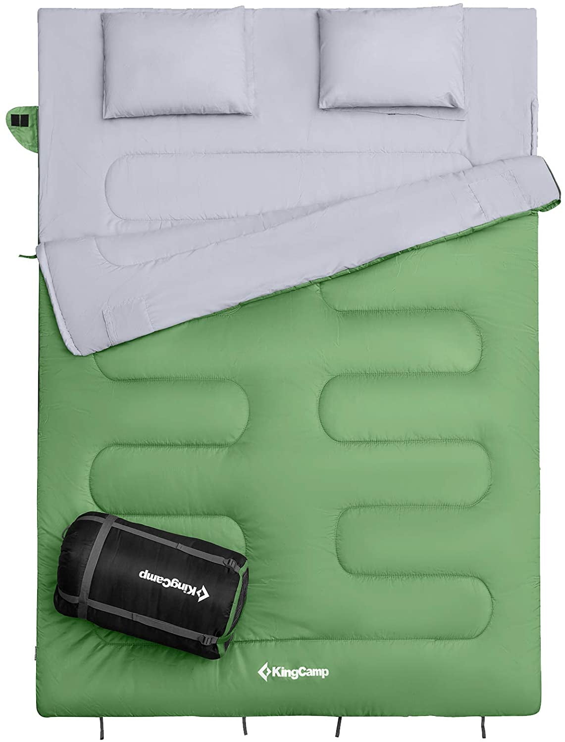 KingCamp Double Sleeping Bag 2 Person with 2 Pillows and Compression