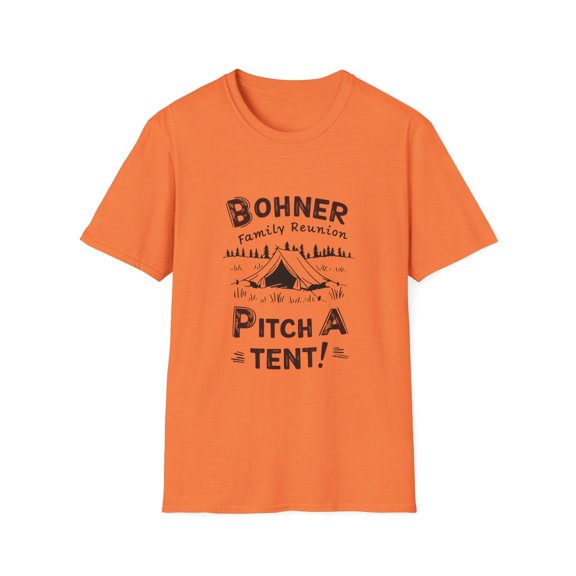Bohner Family Camping Pitch a Tent T-Shirt Heather Orange