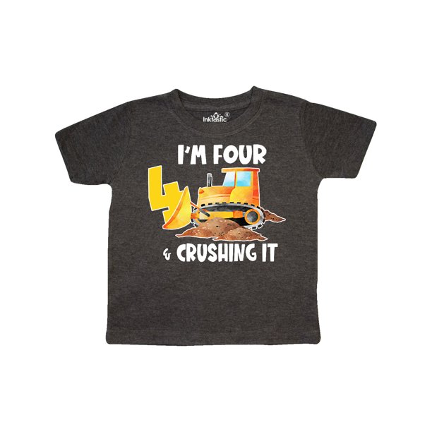 INKtastic I'm 4 and Crushing It Construction 4th Birthday Toddler TShirt