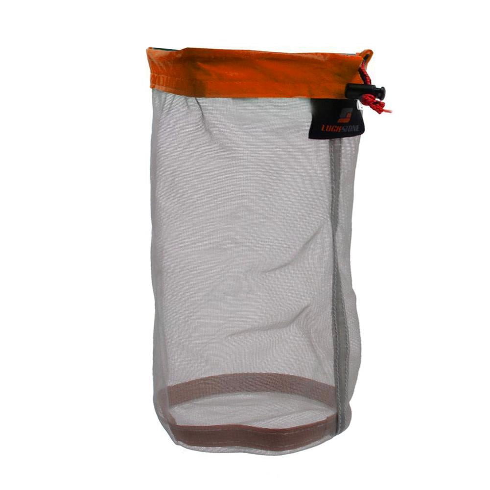 Drawstring Mesh Stuff Sack Storage Bag for Tavelling Camping Fishing Sports 